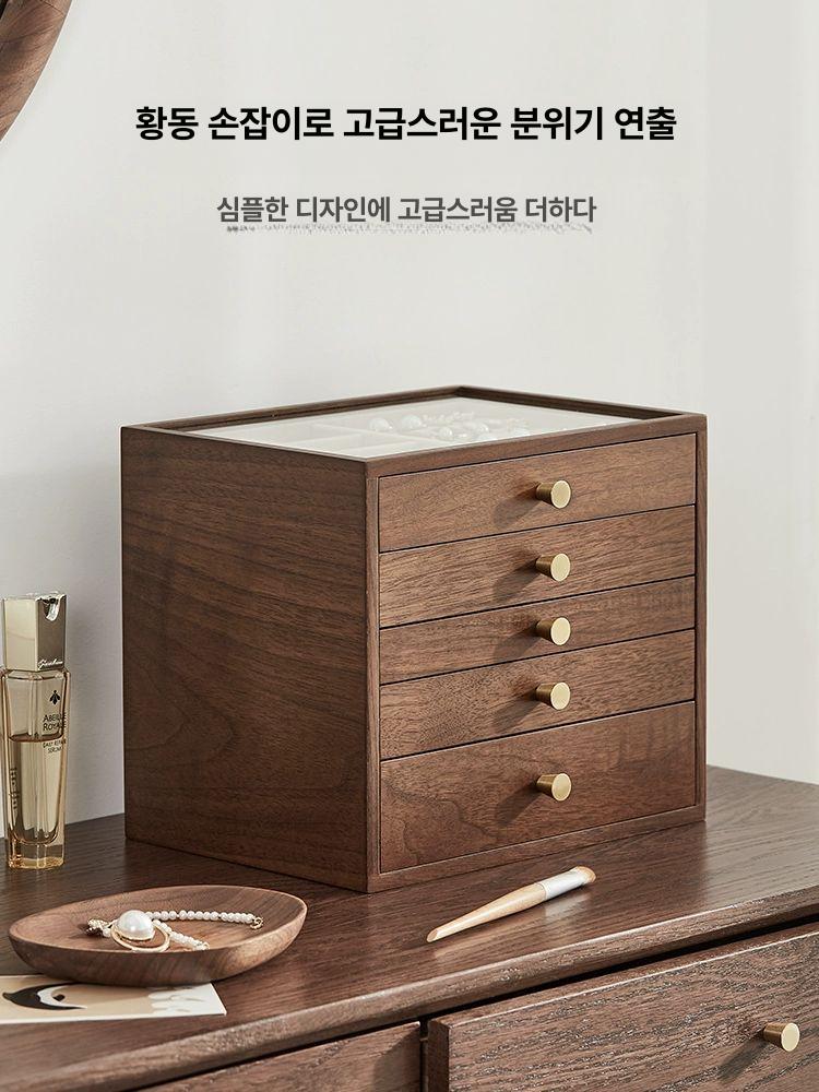 원목 쥬얼리 잠금 목걸이 보석함 디스플레이 진열 진열대 4단 투명 주얼리 박스 - 상세 이미지 4