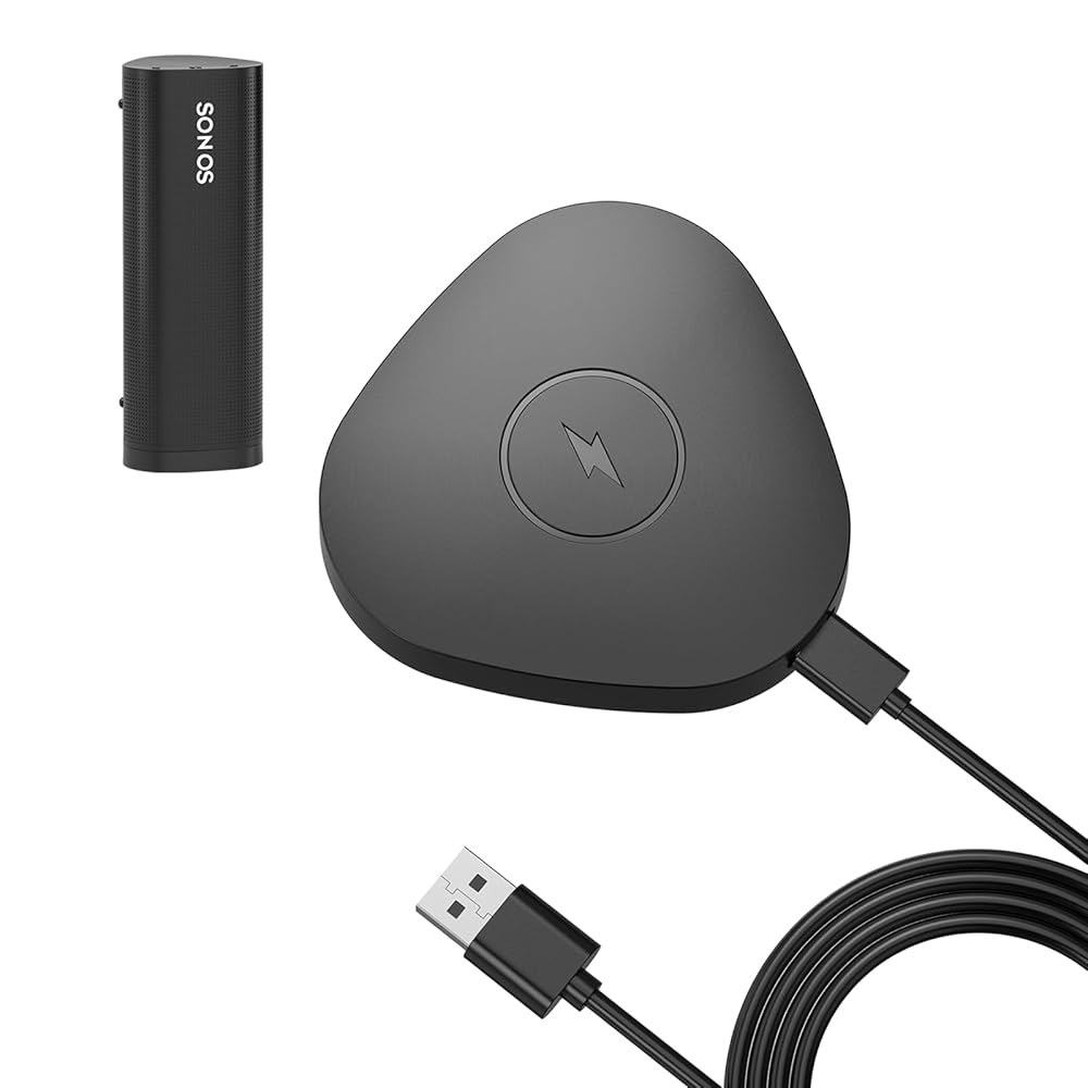 Rounkin Sonos Roam Gen 2/1st와 블루투스 호환되는 휴대용 충전기, SL용 충전 (블랙) 무선 마그네틱 도크 베이스, 스피커용 전원 Black - 상품 이미지