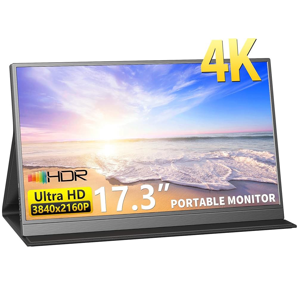 MAGICRAVEN 4K 휴대용 모니터, 17.3인치 400Nits 3840x2160 C 디스플레이, USB 스피커 PC 커버, 노트북 PS4/5 및 IPS Xbox 스위치용 폰 - 상품 이미지