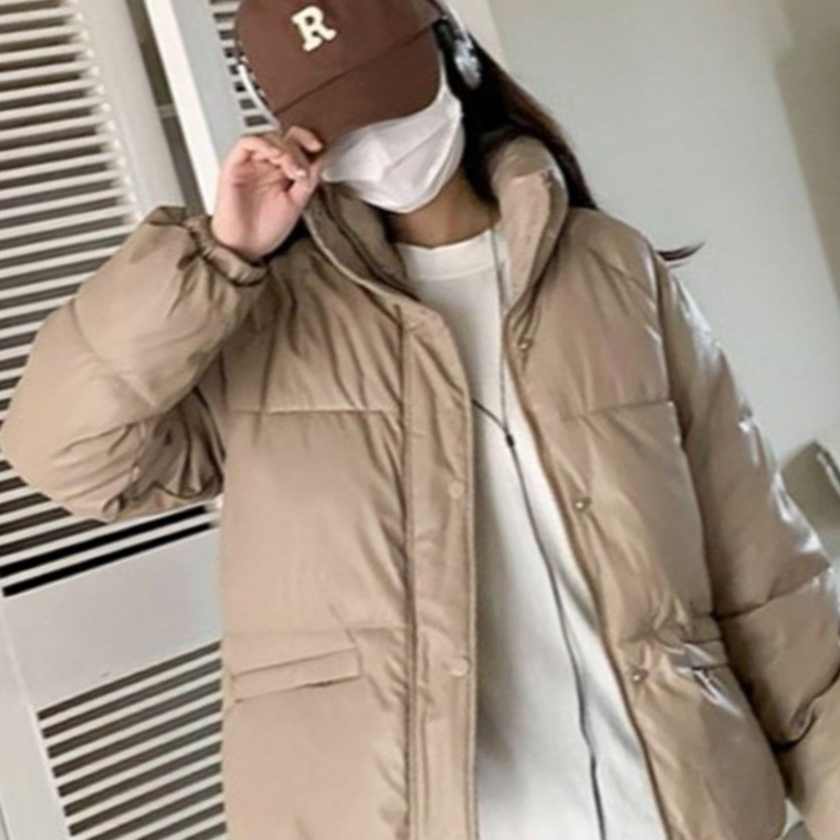 하이넥 레자 패딩 점퍼 페이크레더 가을 겨울 아우터 - 상품 이미지