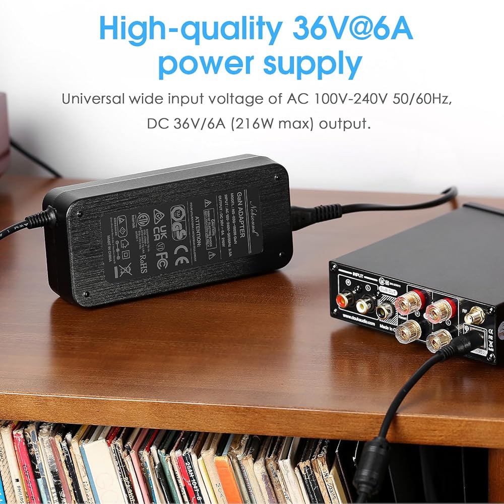 Nobsound 36V 6A 전원 공급 프린터, 고효율 LED AC 장치 앰프, 스트립 액티브 스피커, 100-240V 조명, 3D GaN 어댑터 입력용 216W - 상세 이미지 2