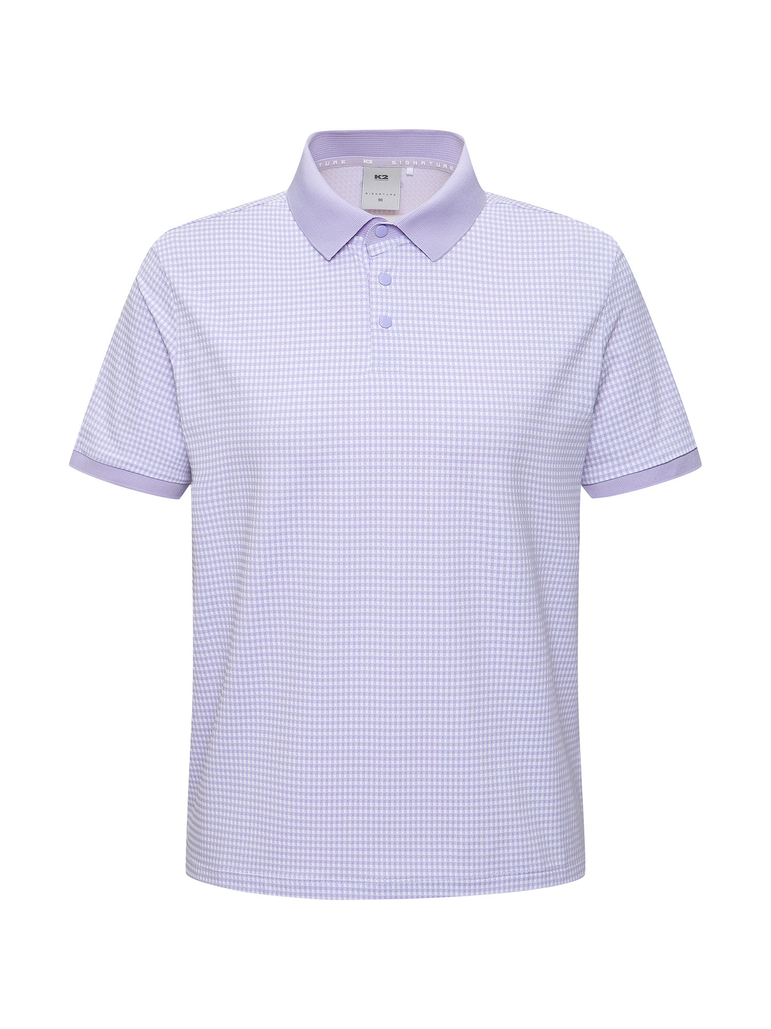 [본사직영] K2 여성 시그니처 까르비코 체크 반팔 폴로 W Lavender KWM25264V2 - 상품 이미지
