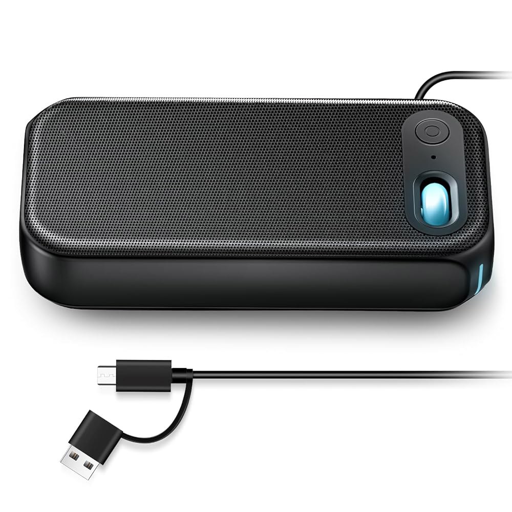 USB-A/USB-C 컴퓨터 스피커, PC 데스크톱용, 스피커 및 향상된 노트북 유선 베이스가 PC, 사운드 조명이 태블릿용 스테레오 있는 스마트폰, RGB 미니 바, 모니터용 - 상품 이미지