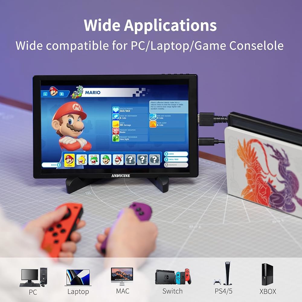 ANDYCINE N10 10.1인치 HDMI 스크린 호환 PC, 카메라 베사, 및 휴대용 내장 텔레프롬프터, 게임 콘솔과 1920x1200 스피커 플립 모니터, 이미지 터치스크린 - 상세 이미지 3