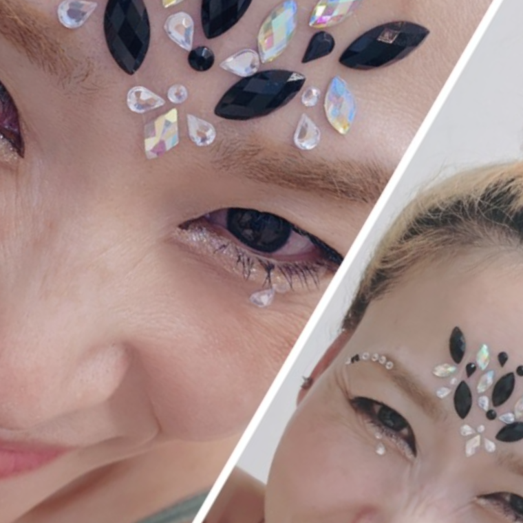 블랙 다이아 페이셜 쥬얼리 헤나 스티커 크리스탈 눈 얼굴 바디 메이크업 장식 파티용품 - 상품 이미지