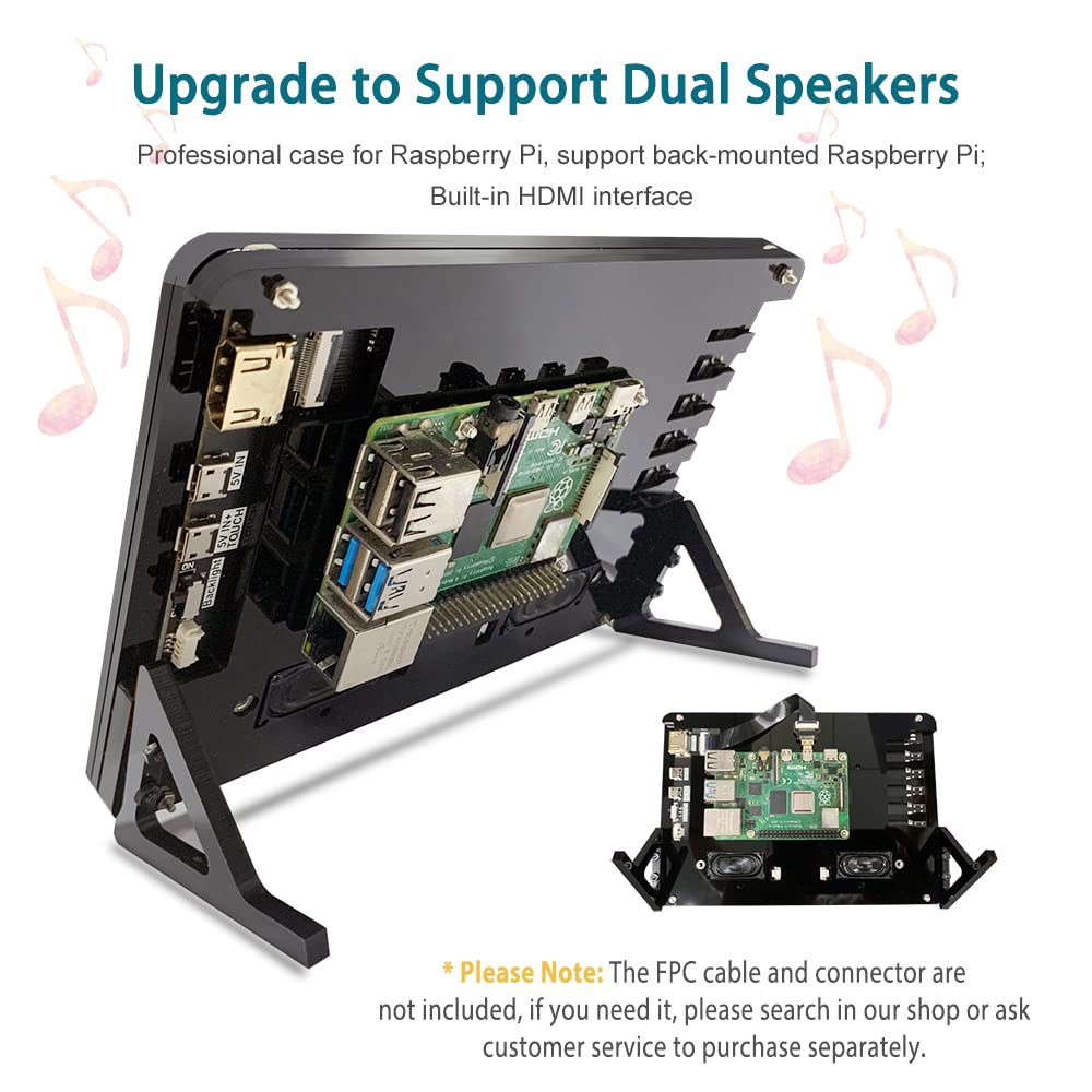 7인치 라즈베리 파이 모니터 터치 소형 스크린 HDMI 드라이버 Win 1024x600 스피커 LCD 스크린, 포함, IPS 케이스 프리 디스플레이 - 상세 이미지 3