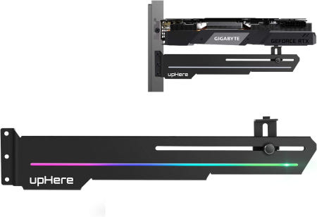 upHere [해외]여기 위에 GS05ARGB 주소 지정 가능한 RGB 그래픽 카드 GPU 브레이스 지원 비디오 처짐 홀더/홀스터 브래킷 내장 ARGB 스트립 길이 및 높이 조절 GS05ARG
