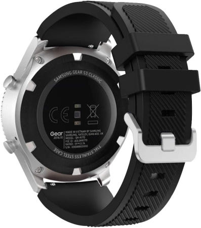 [해외]갤럭시 워치 3 45mm / 46mm 기어 S3 워치용 팬텍 밴드 모토 360 2세대용 22mm 실리콘 스포츠 퀵 릴리스 교체 스트랩 페블 타임 스틸 스마트 블랙 Black