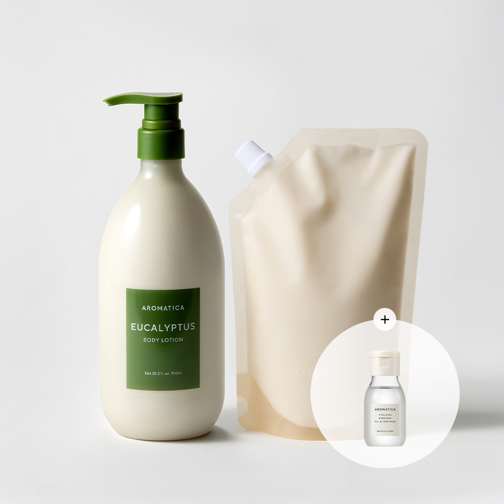 [워시미니증정] 아로마티카 유칼립투스 바디로션 750ML + 리필 500ML - 상품 이미지