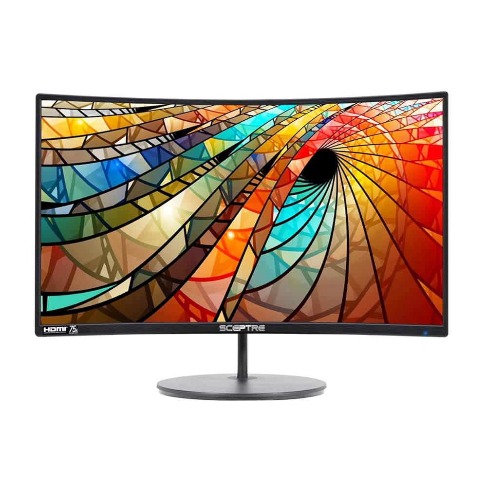 Sceptre 27인치 곡선형 75Hz LED HDMI 1800R VGA 2018 몰입형 메탈 곡선, C278W-1920R 초박형 스피커, DisplayPort 1080P 풀HD - 상품 이미지