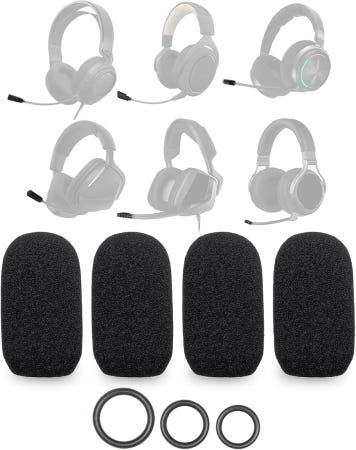 [해외]Voarmaks 4개입 마이크 폼 커버 (CORSAIR VOID RGB ELITE HS35 HS70 Void v2 Virtuoso MAX 게이밍 헤드셋 호환) + 3가지 사