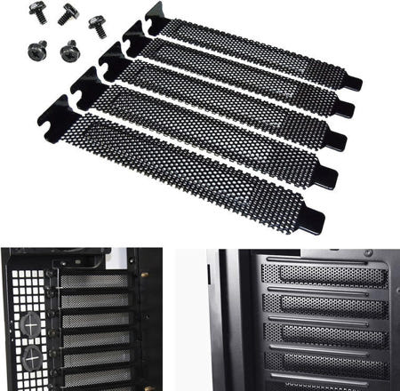 [해외]5pcs 블랙 PCI 슬롯 커버 먼지 필터 블랭킹 플레이트 하드 스틸 나사 포함