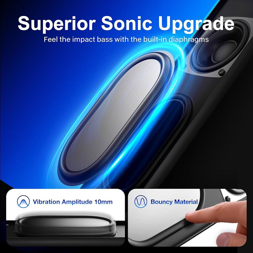 Nylavee 컴퓨터 스피커, RGB 조명이 있는 모니터, 플러그 앤 몰입형 및 USB/USB-C 노트북, 3.5mm 게임용 데스크탑 사운드, PC, 플레이 - 상세 이미지 3