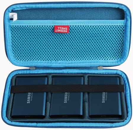[해외]Hermitshell 하드 휴대용 케이스 (삼성 T7/T7 SSD 1TB 2TB 500GB USB 3.2 외장 솔리드 스테이트 드라이브용 Case for 3 Dark Blu