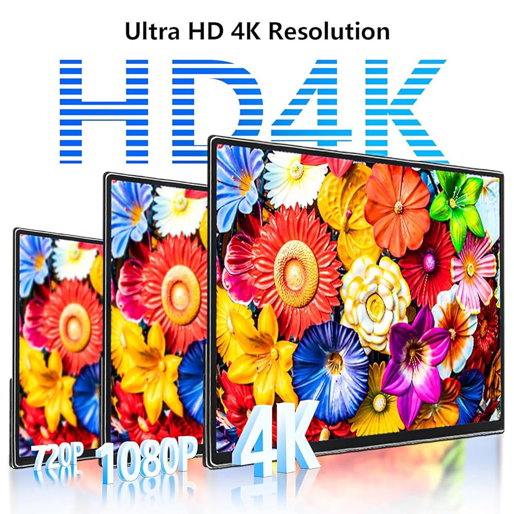 Virzen 4K 대형 휴대용 모니터 PC 디스플레이 스크린 VESA 폰 스피커 세컨드 3840 24인치 sRGB 듀얼 HDMI 맥 UHD 2160 120 x PS4/PS5용 외장 - 상세 이미지 2