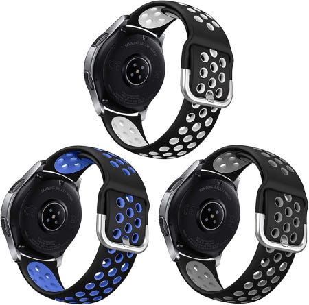 [해외]삼성 갤럭시 워치 46mm/기어 S3 남성용 프론티어와 호환되는 나하이 3팩 스포츠 밴드 3 LTE 45mm용 22mm 시계 실리콘 퀵 Black/Grey S: 5.9 -7