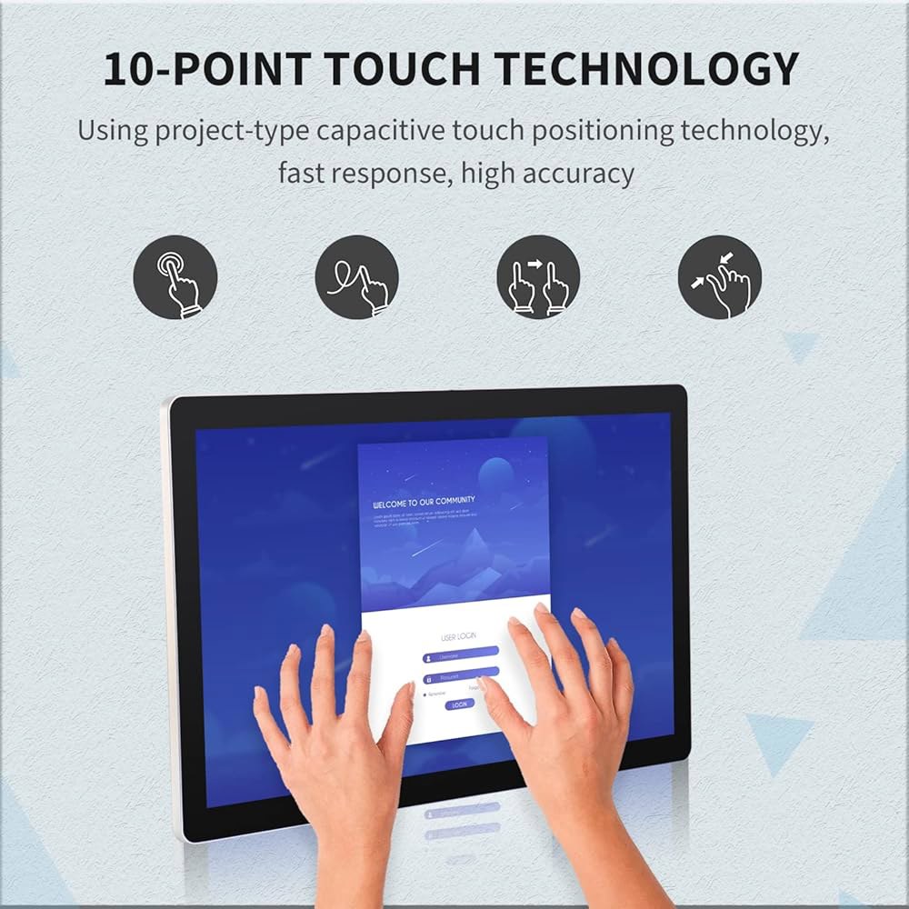 TouchWo 18.5인치 안드로이드 11 터치스크린 및 태블릿, 게임용 16 9 스마트 FHD 내장 회의 32GB 모니터 교실, RAM 스피커, BT, Wi-Fi RK3568 - 상세 이미지 2