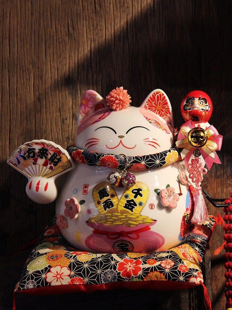 행운 고양이 인형 복 업소용 장식 일본인형 손흔드는 천객만이 20cm - 상세 이미지 2