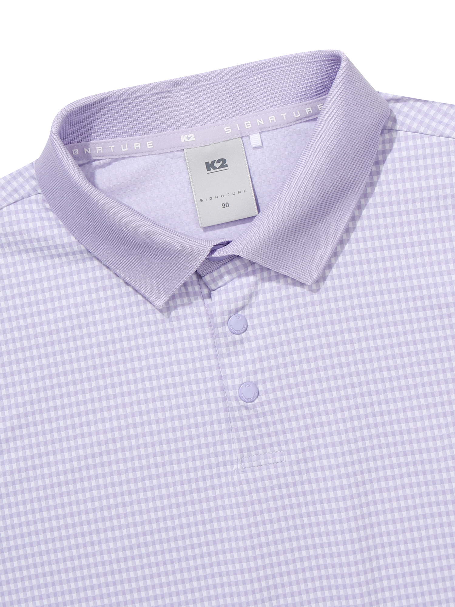 [본사직영] K2 여성 시그니처 까르비코 체크 반팔 폴로 W Lavender KWM25264V2 - 상세 이미지 3