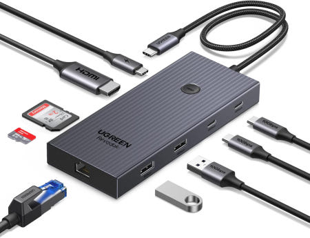 [해외]UGREEN Revodok Pro 9 in 1 USB C 허브 기가비트 이더넷 어댑터 4K@60Hz HDMI 100W PD 충전 A 데이터 포트 Mac M1 M2 M3 M4
