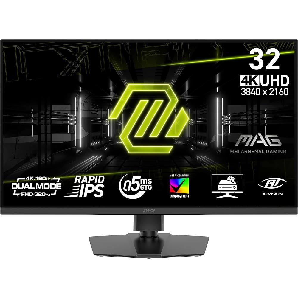 msi MAG 322URDF E16 32인치 게이밍 VESA 모니터, 디스플레이 가능, 스피커, 조절 장착 기울기, 블랙 0.05ms, 320Hz, x 2160(UHD) 싱크, - 상품 이미지