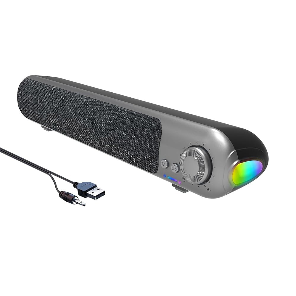 odopodop Computer Speakers for Desktop PC with 7 - Color Pulsating LED, 10W Output, Bluetooth & USB - 상품 이미지