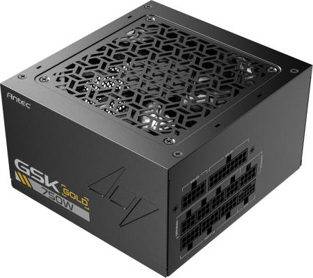 Antec [해외]ANTEC GSK750 V2 ATX3.1 750W 풀 모듈형 PSU 80 플러스 골드 인증 PCIE 5.1 지원 위상파 설계 제로 RPM 관리자 120mm GSK750 V2