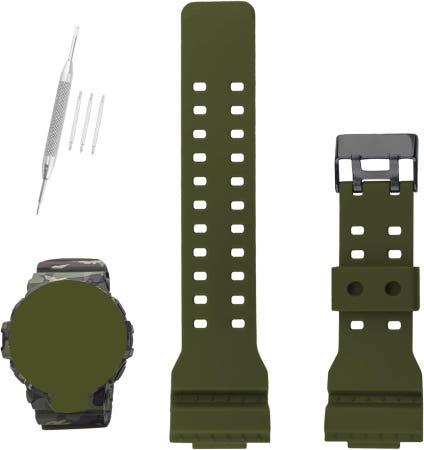 XIW [해외]10536683 카시오 G-Shock GA700UC GA-700UC GA700-1A GA-700-1B 남성용 레진 시계 밴드 교체용 Wirstband 스트랩 Army Gre