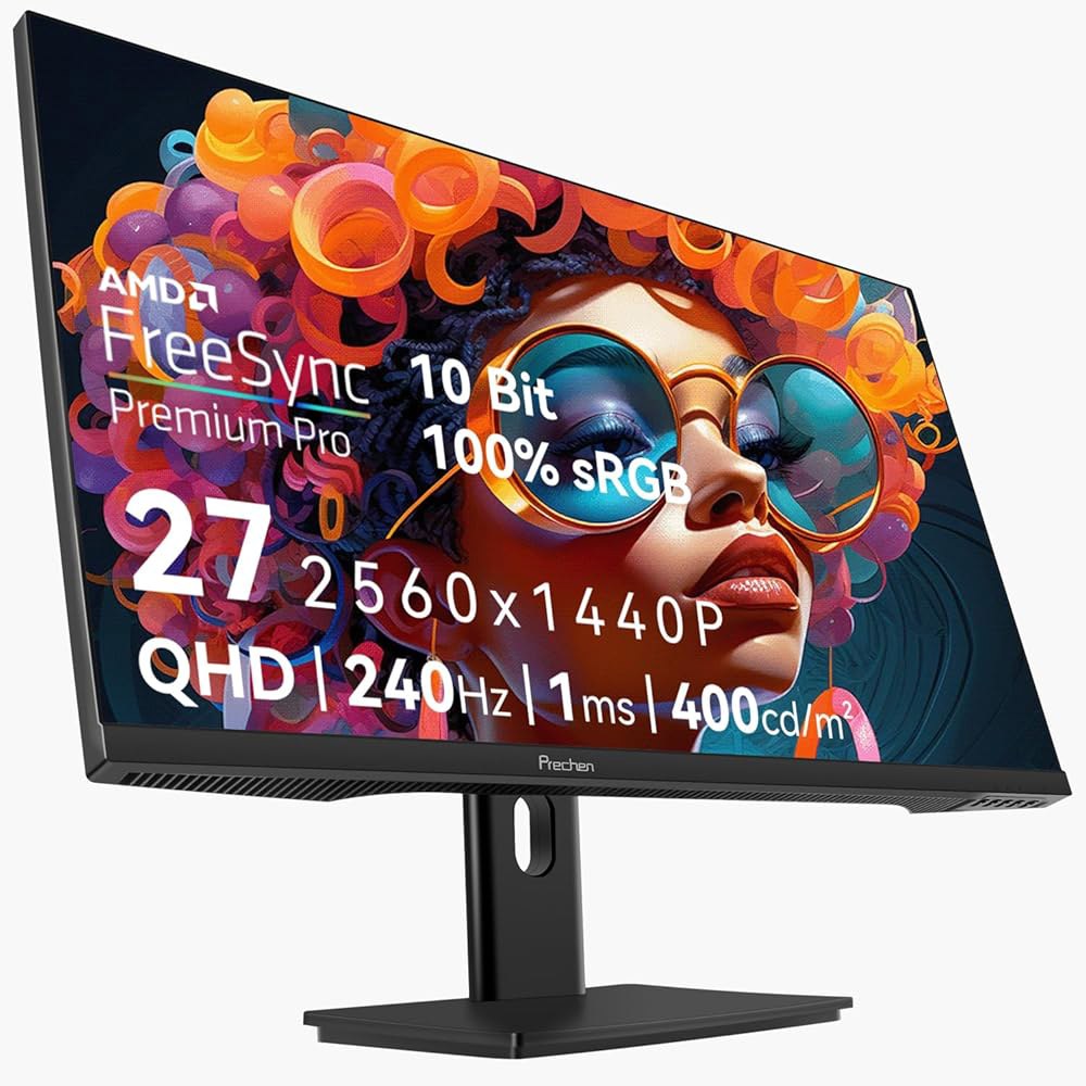 27인치 2K 240Hz QHD 2560x1440P HDMI 2개 1.4 디스플레이 VESA 포트 PC 및 게이밍 AMD 프리미엄 지원, 내장 100 400cd/m , 1ms, - 상품 이미지