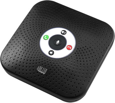 ADESSO INC [해외]ADESSO Xtream S8 컨퍼런스 마이크 스피커: 블루투스/유선 USB 3.0 허브 AI 소음 감소 360° 음성 픽업 - 팀/줌 협업 및 회의실 설정에 최적화