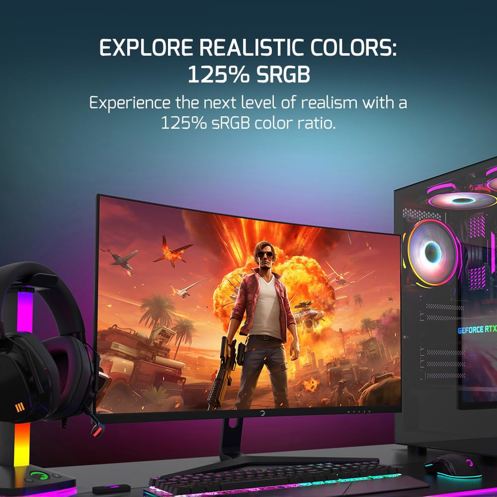 F20 27인치 곡선형 게이밍 모니터, 제로 HDR RGB 및 1ms AMD VGA 120Hz 1080p FreeSync, 지원, HDMI 시간, 디자인, 듀얼 백라이트, 스피커, - 상세 이미지 3