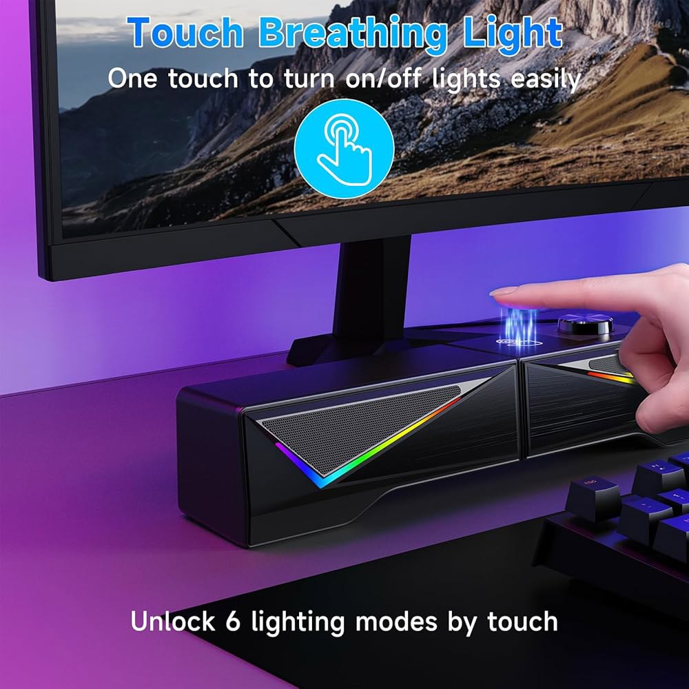 데스크톱, 블루투스 및 USB 입력용 컴퓨터 노트북 모드, 스테레오 PC 2-in-1 디자인 RGB 모니터용 탈착식 다채로운 패키지) 게이밍 6가지 스피커, 전원 (스피커 2개만 - 상세 이미지 3