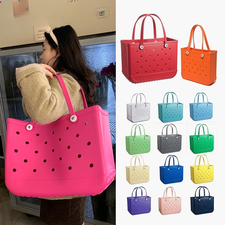 실리콘 수영가방 목욕탕 물놀이가방 해변 바캉스 바구니 젤리고무 대용량 방수 튼튼한 다용도 - 상품 이미지