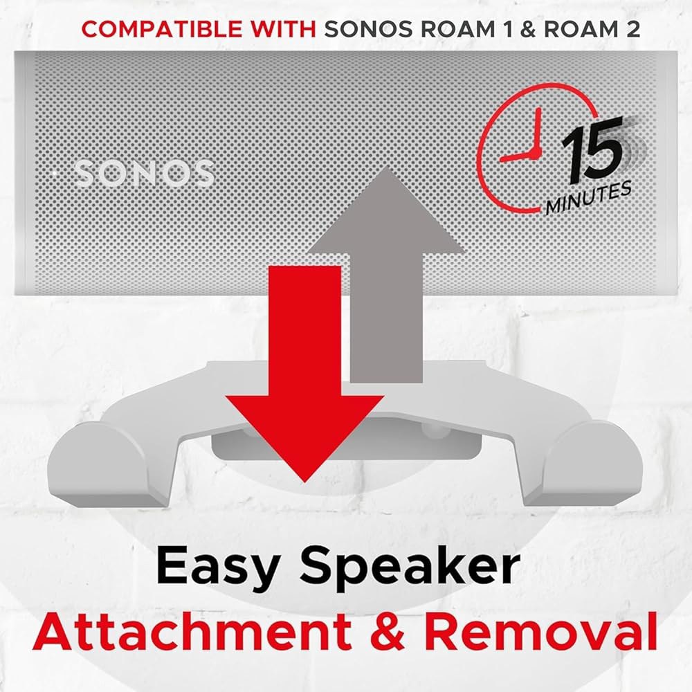 Sound Bass Roam 벽 마운트 SL과 싱글 포함, 브래킷, 화이트, 및 Roam, 영국에서 키트 2 Sonos (1개), 호환, 디자인 장착 Black - 상세 이미지 2