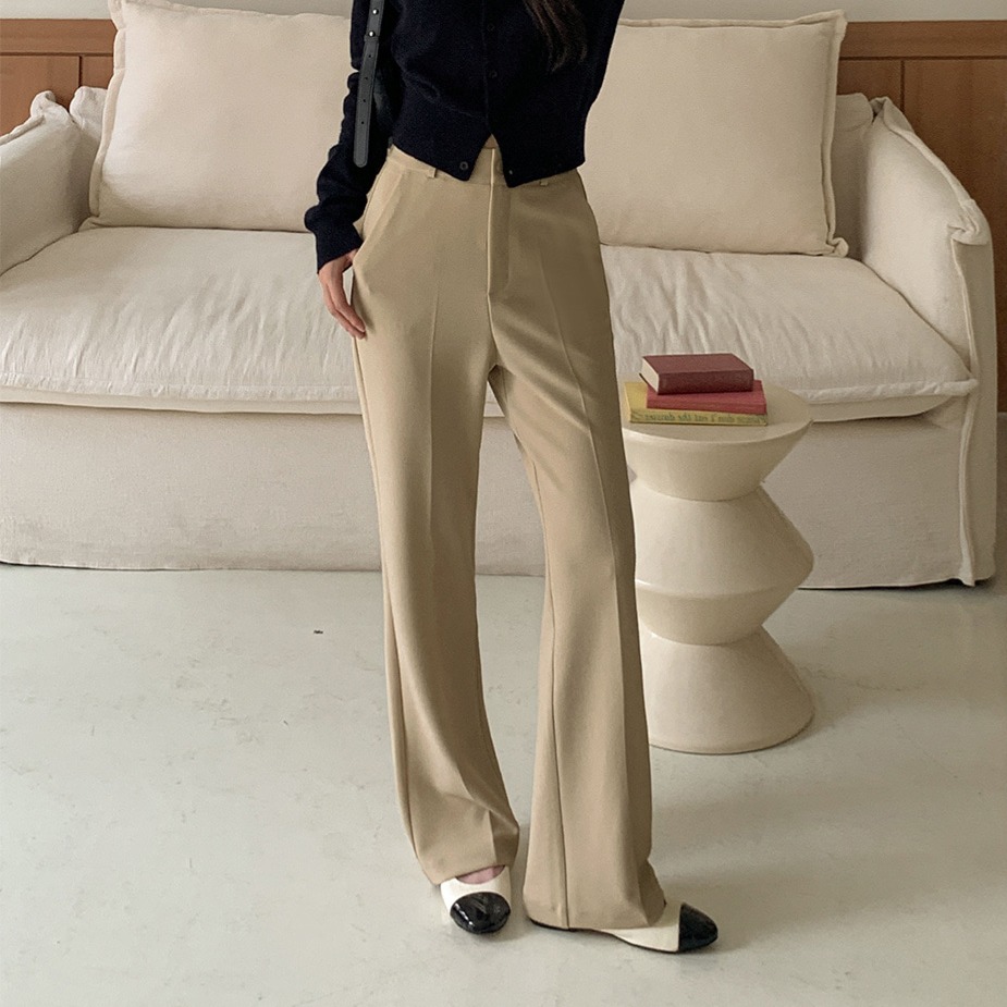 포즈 부츠컷 스판 편안한 빅사이즈 데일리 밴딩 슬랙스 - 상품 이미지
