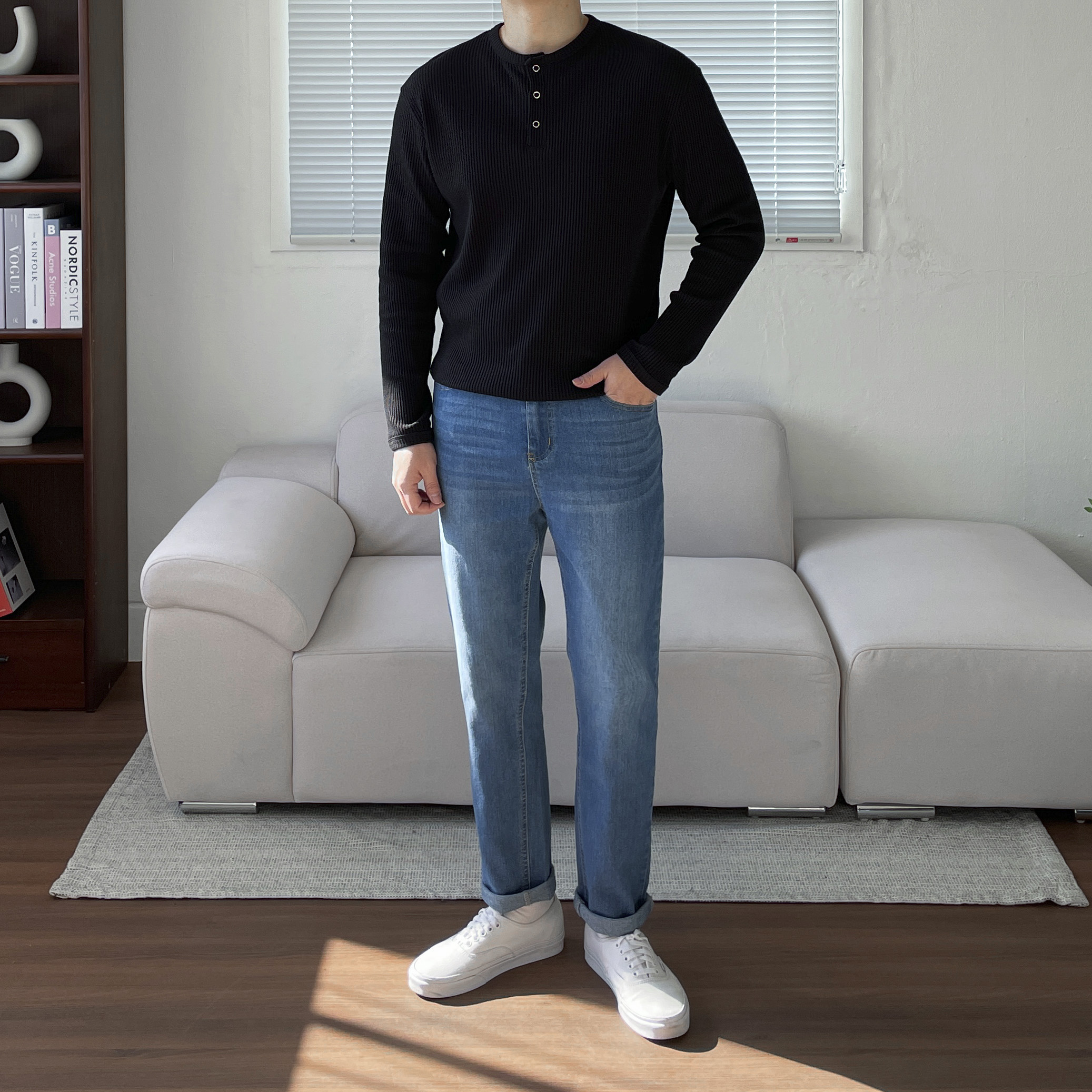 비욘드 남자 컴포드 뒷밴딩 빅사이즈 9부 10부 스판 슬림핏 청바지 4color 이미지 6