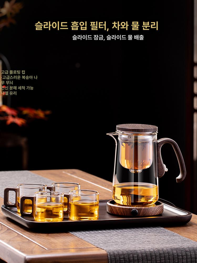 내열 유리 다관 티메이커 차티포트 투명 차우리기 숙우 d21 스무스 휠 500ml 501ml 이상 600ml 이하 - 상세 이미지 2