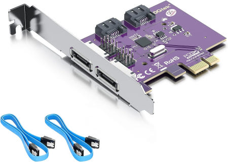 2포트 eSATA3.0 또는 SATA3.0 비레이드 컨트롤러 카드 PCie x1 SATA 케이블 2개 SSD 및 HDD 지원 2-Port PCI-e X1