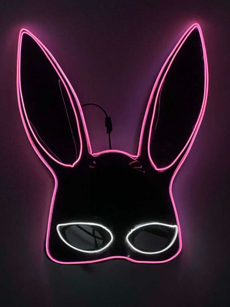 LED 발광 토끼 소품 인형탈 할로윈 바 공연 마스크 페스티벌 가면 - 상세 이미지 2