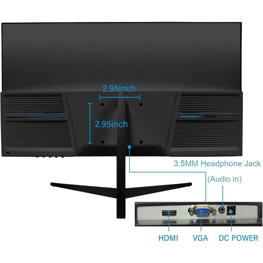 Real HD 보안 카메라 모니터 55.9cm(22인치) 1080P 지원하지 및 모니터, NVR과 CCTV 얇은 PC 스피커, 블루투스 내장 LED DVR HDMI 호환, VGA - 상세 이미지 3