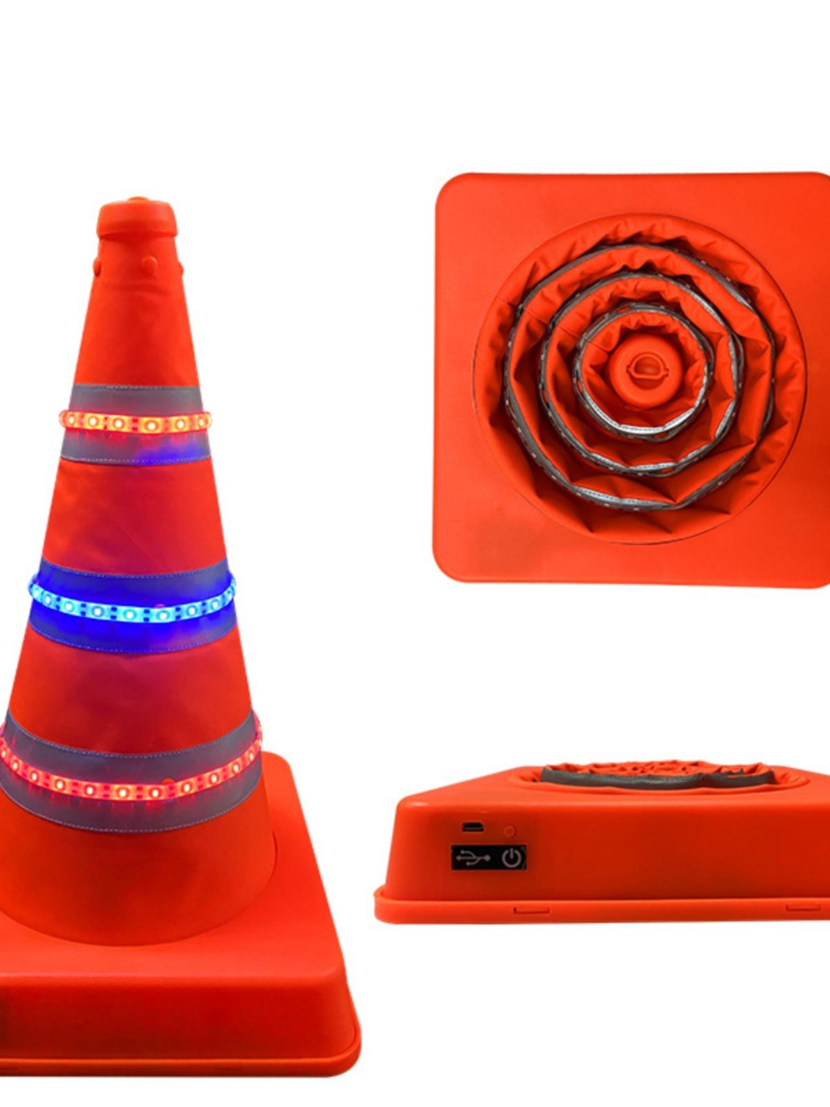 충전식 비상등 깜빡이 원뿔 표시등 공사장 경광등 경고등 오렌지 41cm LED 라이트 스트립 - 상품 이미지