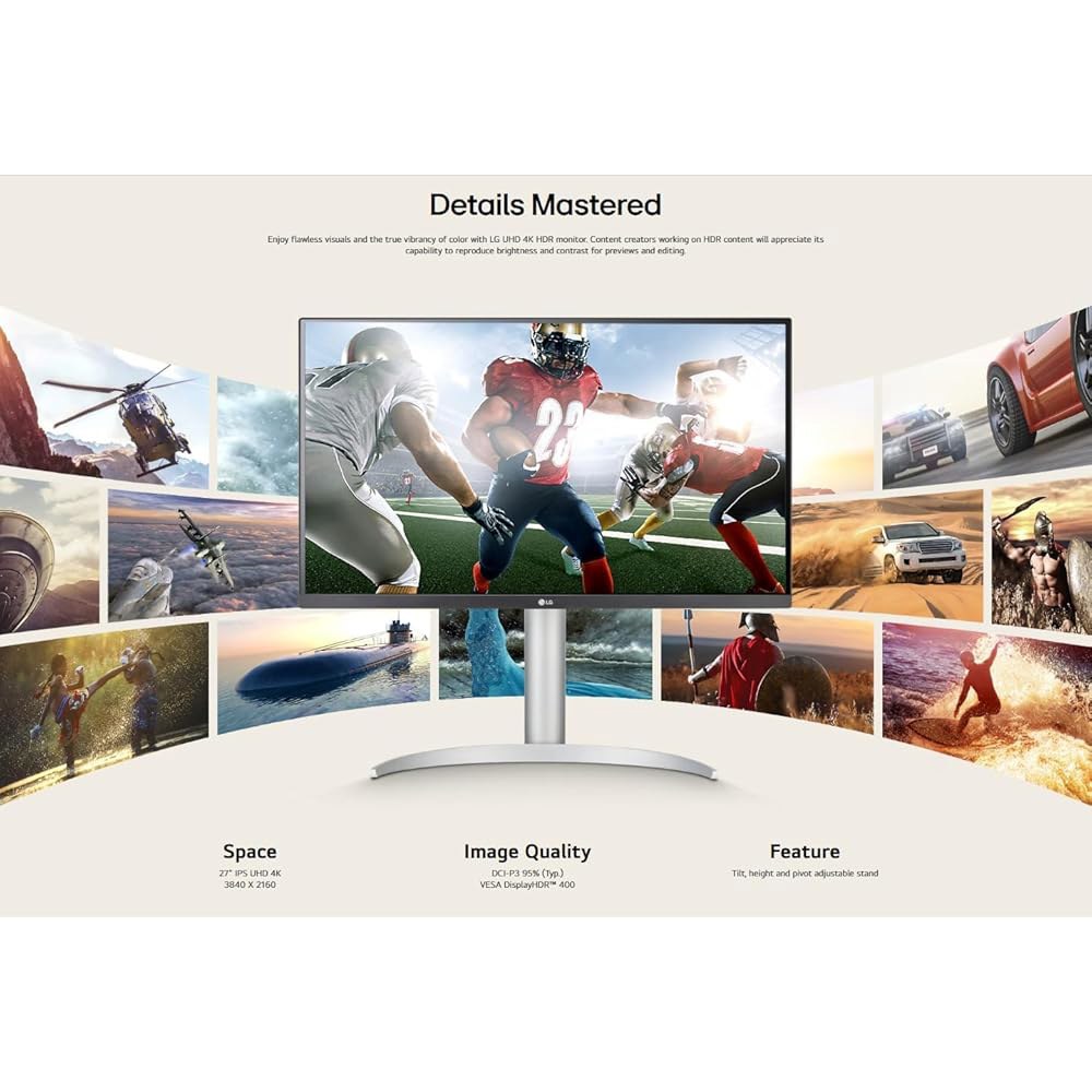 컴퓨터 모니터 UHD(3840 x 2160), 5ms, 95 , 가능한 내장 DCI-P3 틸트/높이/피벗 스피커, 60Hz, 타입C, FreeSync, 스탠드, 400, HDMI, - 상세 이미지 2