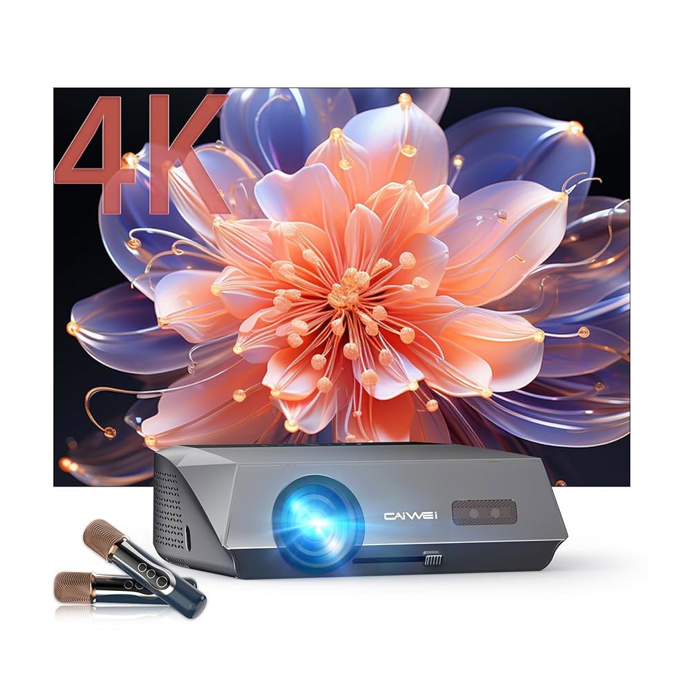 스마트 4K 주간 프로젝터 2300 무선 영화 노래방, 게임 및 스피커, 자동 실내 2개 마이크 시어터 초점 WiFi6 실외 천장 NFC AI HDMI/USB/전화/PC용 프로젝터 - 상품 이미지