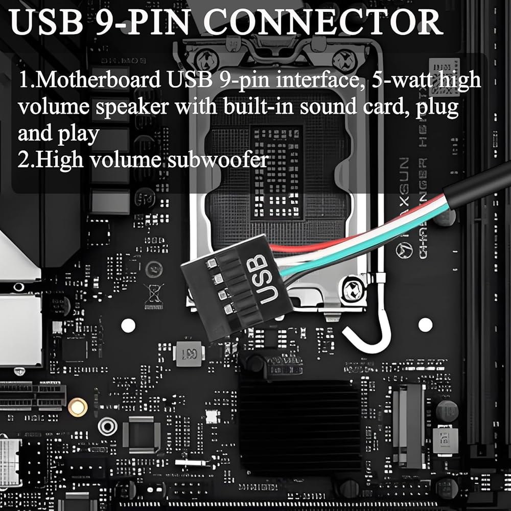 MAYWILLA Motherboard Internal USB Computer Speaker 9Pin Connector with Sound Card and Screws for PC - 상세 이미지 2