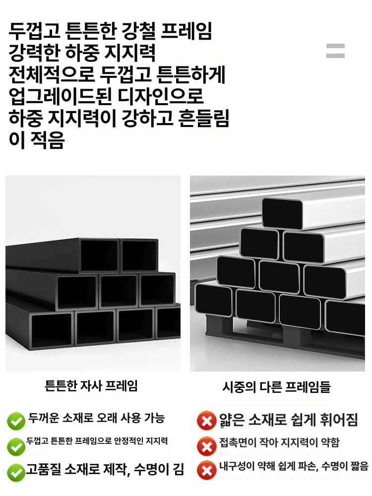 물류 선반형 검사대 목공 포장 검수대 빨래방 공장 조립 3단 120 60 80cm 기본 라이트월넛 블랙 프레임 - 상세 이미지 3