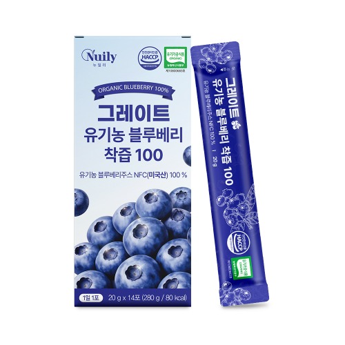 그레이트 유기농 블루베리 착즙 20g x 14포 블루베리, 280g, 1개 - 상품 이미지