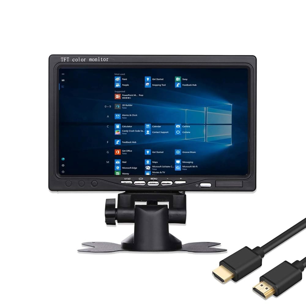 Yasoca 7인치 모니터 HDMI - AV 컴퓨터 PC CCTV 스크린 라즈베리 TFT 1024x600 HD 파이 3 VGA LCD 스피커 디스플레이 내장 차량용 B+ DVR - 상품 이미지
