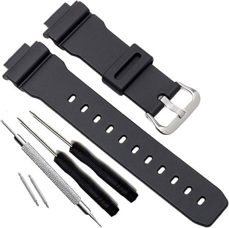 MyTime [해외]카시오 남성용 천연 폴리우레탄 교체 시계 밴드 스트랩 G-Shock DW-5900 DW-6100 DW-6695 DW-6900 G-6900 GW-M5610 DW-5600E J