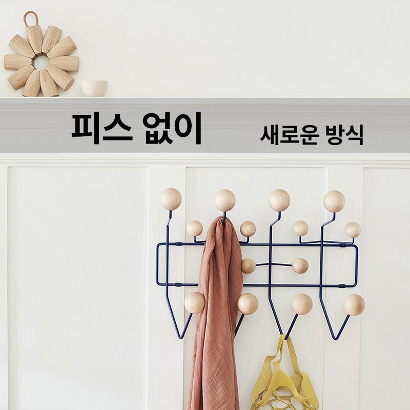 벽걸이 옷걸이 침실 빈티지 블랙볼 사탕 소품걸이 실내 월넛 컬러 블랙 프레임 - 상세 이미지 2