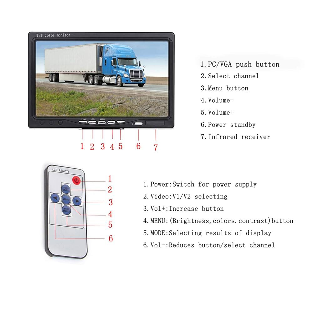 Yasoca 7인치 모니터 HDMI - AV 컴퓨터 PC CCTV 스크린 라즈베리 TFT 1024x600 HD 파이 3 VGA LCD 스피커 디스플레이 내장 차량용 B+ DVR - 상세 이미지 2